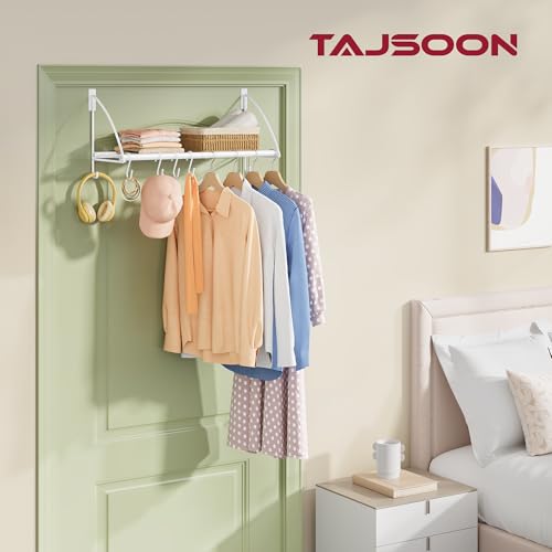Tajsoon 24.2" Over the Door Clothes Hanger with Storage Rack and Hook White - color: White, size: 24.2"L
