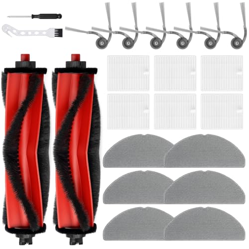 22Pcs Replacement Parts Accessories for Roborock Q7 M5/ M5+/ Q7 L5/ L5+ Series Robot Vacuum Kit, 2 Main Brush, 6 Hepa Filter, 6 Mop Pads, 6 Side Brush, 1 Screwdriver, 1 Clean Too - size: 22 Pcs for Roborock Q7 L5
