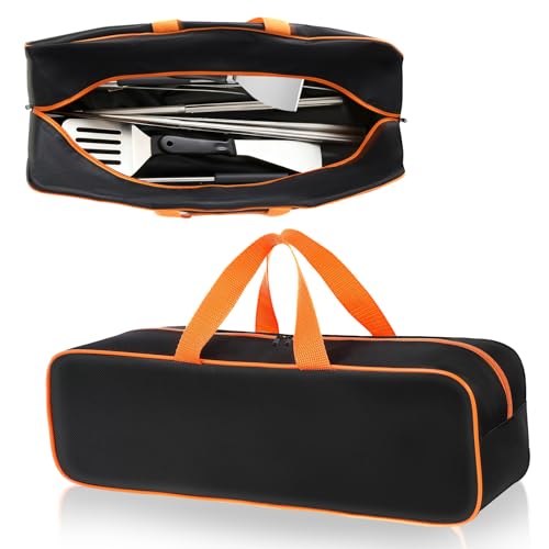 Grill Utensil Storage Bag for Outdoor Grilling, 20 x 6 x 5 in, Black - color: Black, size: 20" x 6" x 5"