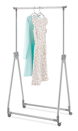 Whitmor Foldable Garment Rack - Rolling Clothes Rack - Adjustable Height - Silver - color: Silver - Foldable Adjustable Height