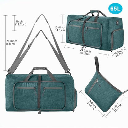 Vomgomfom 65L/85L/115L Foldable Travel Duffle Bag with Shoe Compartment - color: F Green, size: 115L