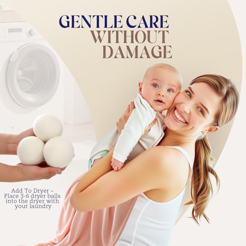 Large Wool Dryer Balls, New Zealand Dryer Balls Laundry Reusable Reduce Static Cling, Dryer Ball to Reduce Wrinkles & Shorten Drying Time, Drying Balls Fabric Softener Ball for Laundry（Pack of 6 XL) - size: Pack of 6 (XL)
