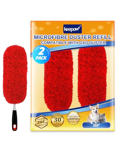 KEEPOW 2Pc Microfiber Duster Refills Compatible with OXO Good Grips Duster - color: Red-2 Pack