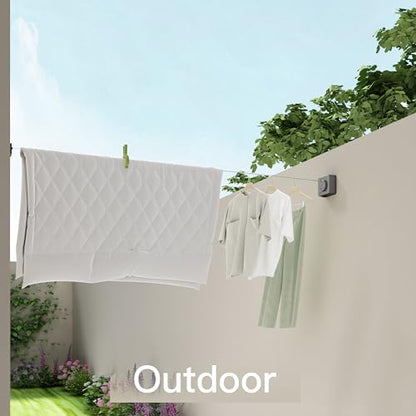 Retractable Clothesline Indoor Outdoor, Clothes Line Retracting Indoor, Retractable Clothes Line Wall Mounted Drying Rack Clothing Line, Laundry Line with Stainless Steel Line-15.1 Feets(Grey) - color: Black