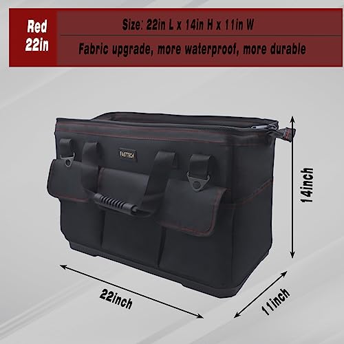 FASTECH 22-inch Heavy Duty Bottom Tools Bag With Wide Mouth For Tool Storage, Carrier and Organizer, Tool Bag For Men, Wide Mouth Tote Bag With Inside Pockets (22Inch) - size: 22IN BOTTOM