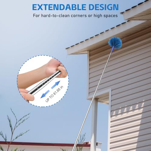 SetSail Cobweb Duster with Extension Pole, for Cobweb Cleaning,Blue - color: Blue, size: Cobweb Brush