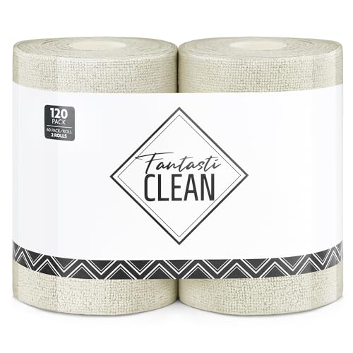Fantasticlean Microfiber Cleaning Cloth Roll 120 Pack, 8" x 8", Off-White - color: 2 Off-white