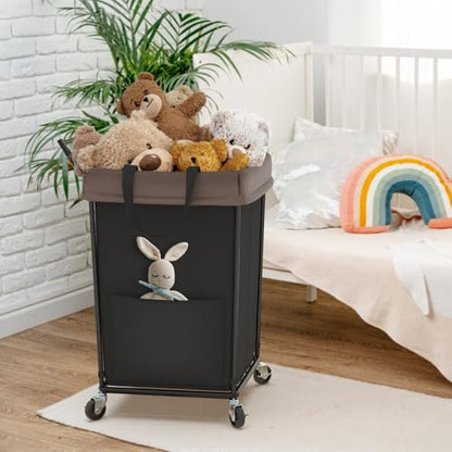 160L Rolling Laundry Hamper with Wheels and Handle, Rolling Laundry Basket - color: Black, size: 160L-with handle