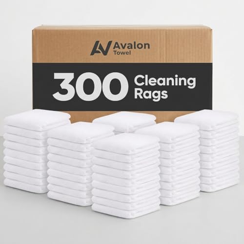 Avalon Towels Bar Towels (300 Pieces) Size 14x17 Inches – 100% Cotton, Absorbent and Reusable Cleaning Rags, Multipurpose Cleaning Towels, Terry Cloth Rags, Durable Shop Rags (White) - color: White, size: Pack of 300