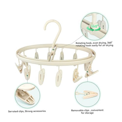 Premium Portable Travel Foldable Clothes Drying Hanger with 12 Clips, Anti-Rusty Plastic Drying Rack for Socks, Lingeries, Delicates and Baby Clothes - style: 12 Clips