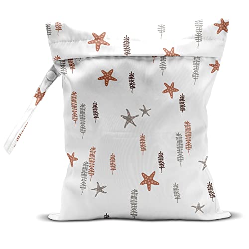 Wet Bag, Wet Dry Bag, Wet Bag for Swimsuit, Travel, Beach, Pool, Diapers, Dirty Yoga Gym Clothes, Makeup Bag, Waterproof Reusable Beach Bag Ocean Decor Starfish Sea Horse Anchor - color: starfish-06