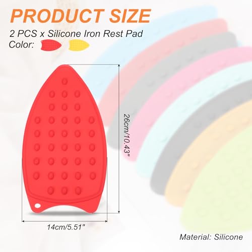PATIKIL Silicone Iron Rest Pad, 2 Pcs Multipurpose Hot Heat Resistant Iron Rest Plate Protective Pad for Ironing Board Hot Resistant Steamer Steam Compact Mat, Red Yellow - color: Red Yellow