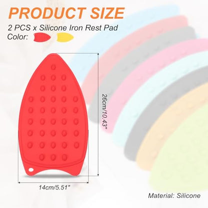 PATIKIL Silicone Iron Rest Pad, 2 Pcs Multipurpose Hot Heat Resistant Iron Rest Plate Protective Pad for Ironing Board Hot Resistant Steamer Steam Compact Mat, Red Yellow - color: Red Yellow