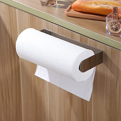 ZUNTO Adhesive Paper Towel Holder, Under Cabinet Paper Towel Rack for Kitchen - Great Space Saver, SUS 304 Stainless Steel (Polished) - color: Silver/Polished