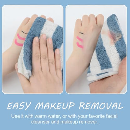 Microfiber Facial Cloths Fast Drying Washcloth 12x12inch Stripes 6 pack - color: Blue Stripes, size: 1 Count (Pack of 6)
