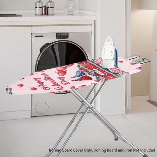 Gnome Ironing Board Cover Love Heart Standard Size 15 x 54 Stain Resistant Fasteners Elastic Edge Valentines Day Ironing Cover 15x54 Home Decoration - color: Gnome Love Heart