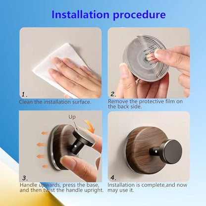 Strong Vacuum Suction Cup Hooks, Reusable Flip the Lock Lever Wall Hooks, Waterproof Removable Silver Hooks for Bathroom Kitchen Home Bedroom Wardrobe,2-Pack,Walnut+Black (BXP-6247-8-2) - style: BXP-6247-8-2
