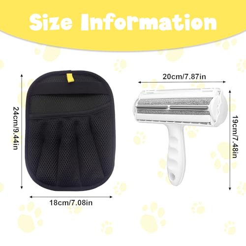 2-in-1 Pet Hair Remover Set – Grooming Mitt & Self-Cleaning Lint Roller for Dogs & Cats, Reusable Electrostatic Brush for Furniture, Carpet, Car Seat, Bedding & Clothes