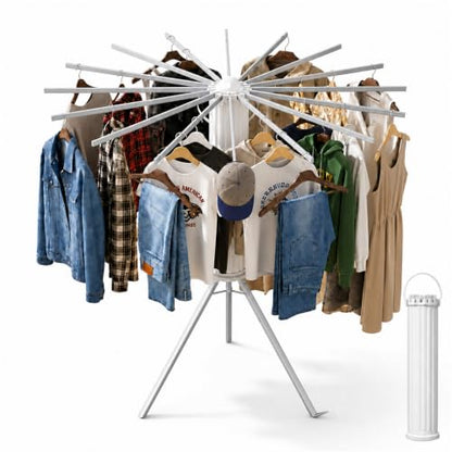 Clothes Drying Rack Foldable, Portable Laundry Drying Rack for Clothes with 16 Aluminum Rods & 48 Windproof Slots, Collapsible Tripod Dry Rack for Apartment, RV, Balcony - style: Aluminum RODS & Aluminum Legs