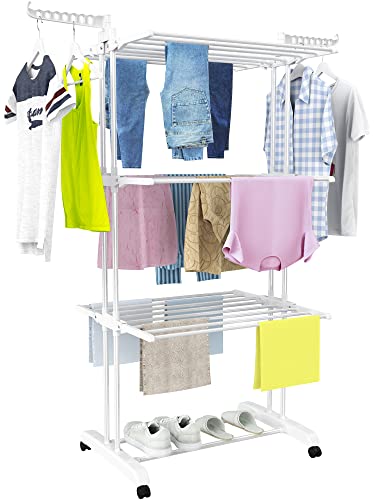 HOMIDEC Clothes Drying Rack, 4-Tier(67.7" H) Foldable Drying Rack Clothing - color: White