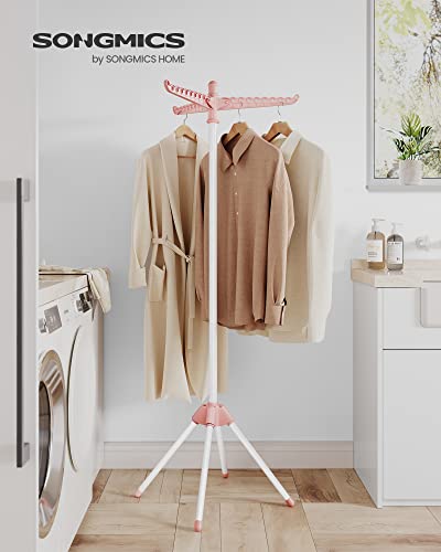SONGMICS Clothes Drying Rack, 61.6-Inch Drying Rack, 3 Rotatable Arms - color: Pink + White, style: 1-Tier