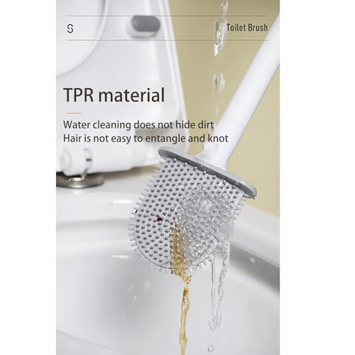 Small Silicone Toilet Brush with Crevice Brush-Silicone Bristles, Gentle on Toilets | Bathroom Accessories for RVs, Trailers, Campers | Anti-Roll, Anti-Drip Wall-Mounted Design for Travel