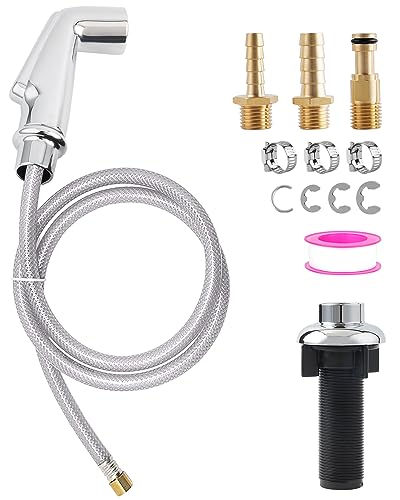 Universal Kitchen Sink Spray Attachment/Hose/Holder Set, Chrome - color: Chrome, style: transparent hose/single spray mode