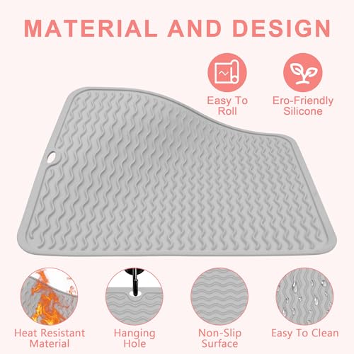 Oversize Silicone Heat Resistant Mat for Hair Tools - color: Gray