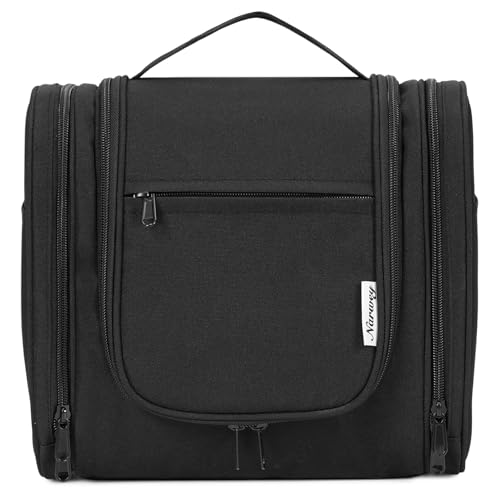 Narwey Hanging Toiletry Bag for Women Travel Makeup Bag Organizer Toiletries Bag for Cosmetics Essentials Accessories - color: Black