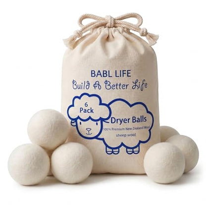 Wool Dryer Balls 6 Pack, 100% New Zealand Wool, Reusable Dryer Balls for Laundry, Natural Fabric Softener, Helps Reduce Drying Time, Wrinkles & Static Cling, 2.6 Inch - size: New Packaging 2.6 Inch (Pack of 6)