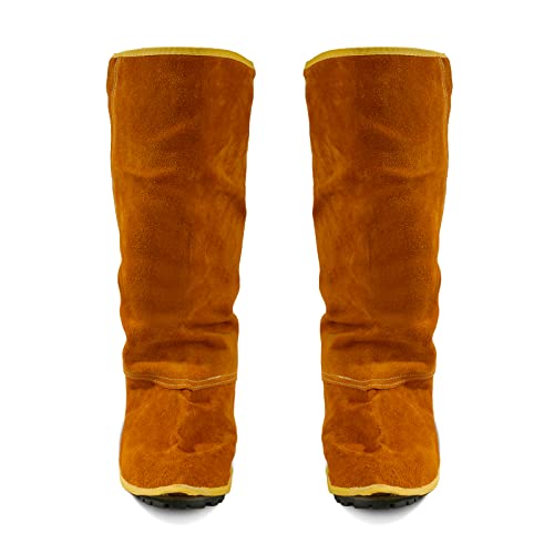 QeeLink Leather Welding Spats Extra Long Boot Covers