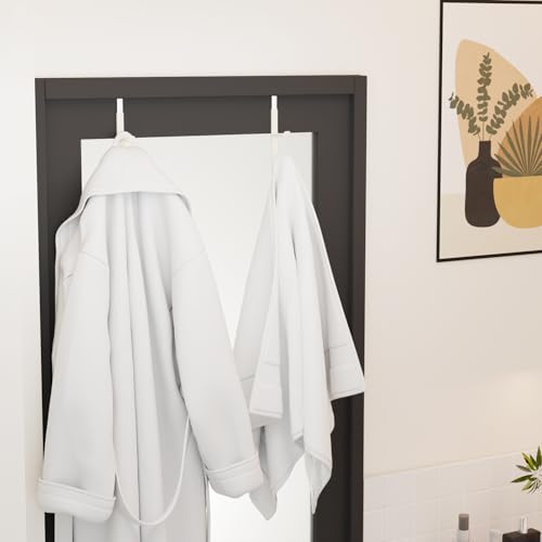 2 Pack Over The Door Hooks(L=7"), Over Door Hanger, Heavy Duty No Drill Hanger for Towels, Coats, Hats, Bags in Bathroom, Bedroom, Kitchen, Living Room-White - color: White(2 Pack 7")