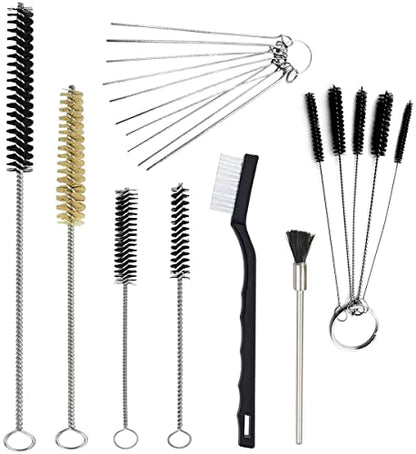 21 Pcs Nylon Mini Cleaning Brush Set Metal Straws Air Brush for Home Household Use Humming Bird Feeders Coffee Machine Tubing Pipe Cleaner Nozzle
