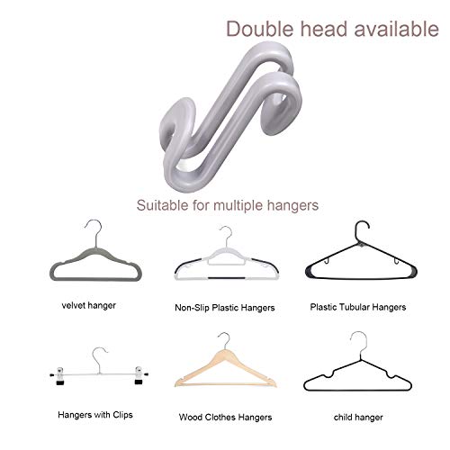Mlici 60 Pcs Space Saving Hanger Connector Hooks for Closet Organizer, Gray - color: Gray