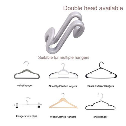 Mlici 60 Pcs Space Saving Hanger Connector Hooks for Closet Organizer, Gray - color: Gray