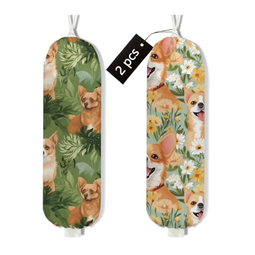 2Pcs Dog Plastic Bag Holder, Wall Mount Grocery Bag Holder - color: multicolour 1315