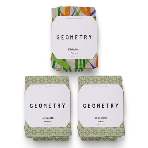 GEOMETRY Kitchen Dish Cloths - Spring & Summer Collection - Premium Dishcloths with Geoweave - Absorbent & Fast Drying Kitchen Towels - Paradise, 10" x 10" - 3-Pieces - color: Paradise, size: 10" x 10" (3 Pack)