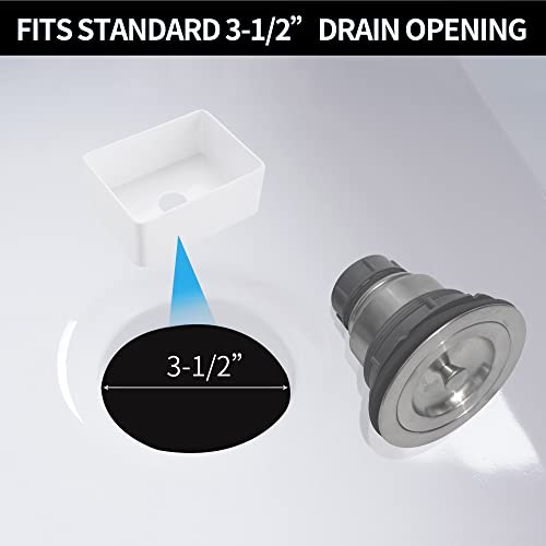 Kitchen Sink Drain Assembly Kit, 3-1/2 Inch Brushed 304 Stainless Steel Basket Strainer with Deep Removable Basket, Stopper & Cover Lid, Fits Standard Kitchen Sinks - color: Brushed