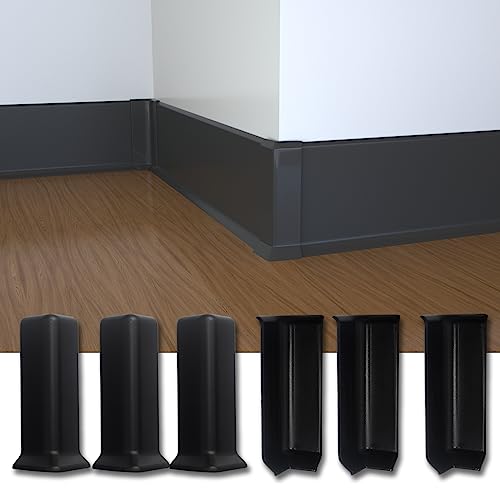 COUKIU Self Adhesive 4 Inch Baseboard Corner Blocks, Black, 6-Piece Set - color: Black, size: 4inch(Width)