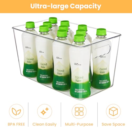 YIHONG 4 Pack Clear Storage Bins, Pantry Organizer Bins with Handle, XL - size: XL(13"L x 7.4"W x 7"H)
