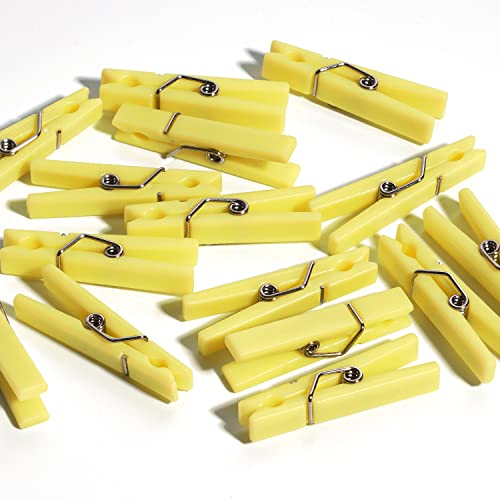 60Pcs Mini Clothespins for Baby Shower Games Yellow Clothes Pins 1.4 Inch - color: Yellow