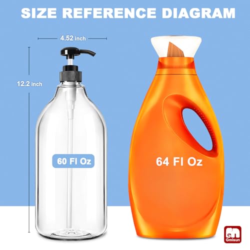 GMISUN Laundry Detergent Dispenser, 2 Pack Liquid Laundry Soap Dispenser, 64oz Storage Container for Farmhouse Laundry Room Decor, Liquid Bottle Organizer for Detergent/Softener/Bleach - size: 2 Pack