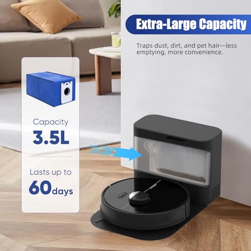6-Pack Dustin & Orb-i Replacement Dust Bags for bObsweep Dustin & Orb-i Self-Emptying Robot Vacuum - 3.5L High Capacity Advanced Filtration Bags with Cleaning Brush (Blue)