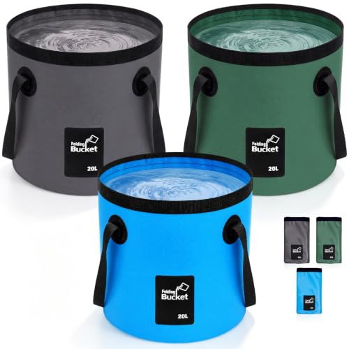 5 Gallon 3 Pack Collapsible Bucket,Dark Colors - color: Dark Colors, size: 5 Gallon