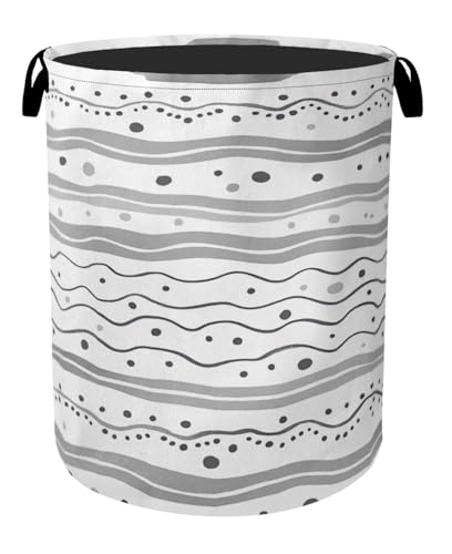 Grey Lines Laundry Basket - Heavy Duty 60L Dirty Clothes Organizer, Water Resistant Foldable Hamper for Men Women - color: Modern Gray Lines
