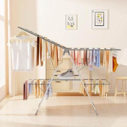 Bigzzia Clothes Drying Rack Foldable, 2-Level Large Laundry Drying Rack - size: Large