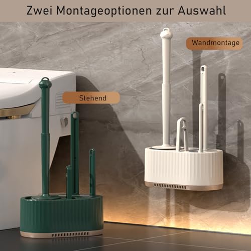 Basaza Toilet Brush and Holder Set Toilet Bowl Cleaning Brush and Holder for Bathroom 4 in 1 White Toilet Bowl Cleaner Brushes & Holders Floor Standing or Wall Mounted - color: #Aa White 4 in 1 Toilet Brush and Holder Set