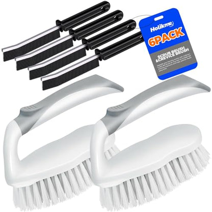 Holikme 6 Pack Cleaning Brush Scrub Brush Kitchen Brush for Floor,Grey - color: Gray