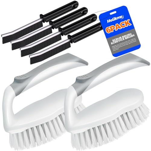 Holikme 6 Pack Cleaning Brush Scrub Brush Kitchen Brush for Floor,Grey - color: Gray