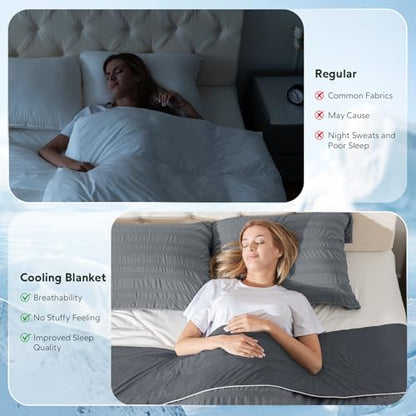 GEMBED Summer Cooling Blanket for Hot Sleepers - Throw Size, 50"x70" - color: Grey, size: Throw (50"x70")